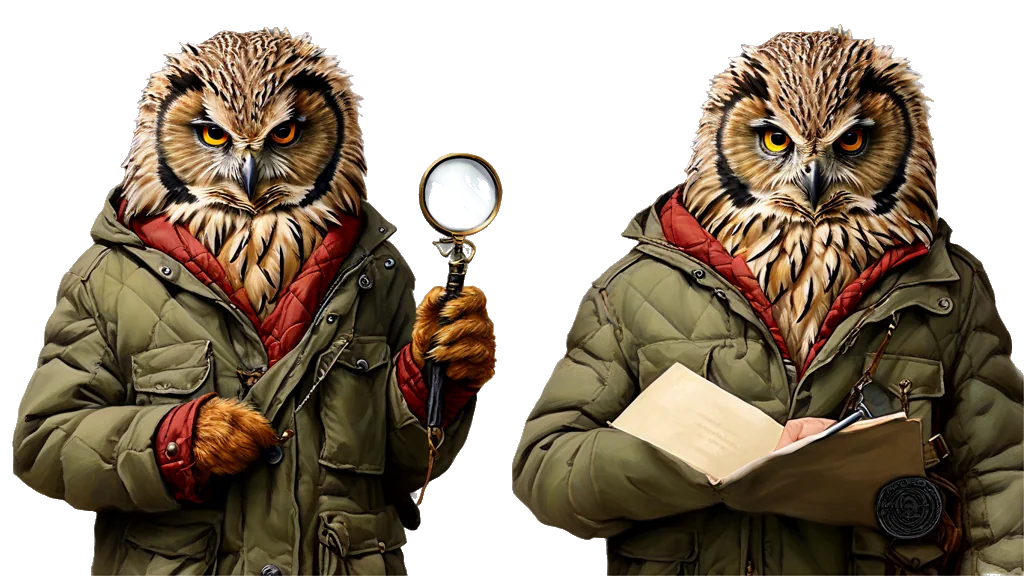 Top Crypto Casino Australia: A powerful owl inspector before a wall of framed certificates, checking one against a register A powerful owl inspector before a wall of framed certificates, checking one against a register